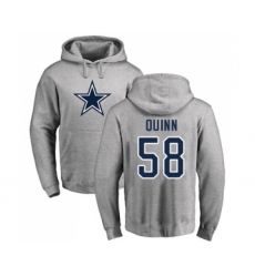 Football Dallas Cowboys #58 Robert Quinn Ash Name & Number Logo Pullover Hoodie
