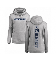 Football Women's Dallas Cowboys #79 Michael Bennett Ash Backer Pullover Hoodie