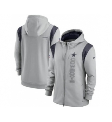 Men's Dallas Cowboys 2021 Gray Sideline Team Performance Full-Zip Hoodie