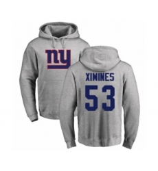 Football New York Giants #53 Oshane Ximines Ash Name & Number Logo Pullover Hoodie