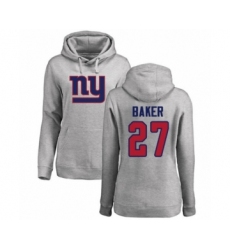 Football Women's New York Giants #27 Deandre Baker Ash Name & Number Logo Pullover Hoodie