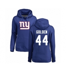 Football Women's New York Giants #44 Markus Golden Royal Blue Name & Number Logo Pullover Hoodie