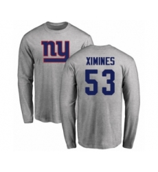 Football Women's New York Giants #53 Oshane Ximines Ash Backer Pullover Hoodie