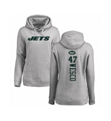 Football Women's New York Jets #47 Trevon Wesco Ash Backer Pullover Hoodie