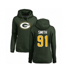 Football Women's Green Bay Packers #91 Preston Smith Green Name & Number Logo Pullover Hoodie