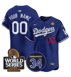 Men's Los Angeles Dodgers ACTIVE PLAYER Custom Royal 2024 World Series With Fernando Memorial Patch Limited Stitched Baseball Jersey