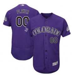 Men's Colorado Rockies Majestic Purple 25th Season Patch On-Field Flex Base Custom Jersey