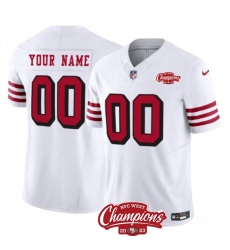 Men's San Francisco 49ers Active Player Custom White 2023 F.U.S.E. NFC West Champions Patch Alternate Football Stitched Jersey