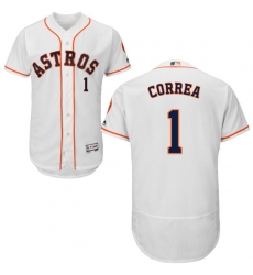 Men's Majestic Houston Astros #1 Carlos Correa White Home Flex Base Authentic Collection MLB Jersey