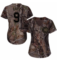 Women's Majestic Chicago Cubs #9 Javier Baez Authentic Camo Realtree Collection Flex Base MLB Jersey