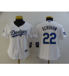Women's Nike Los Angeles Dodgers #22 Clayton Kershaw White Champions Authentic Jersey