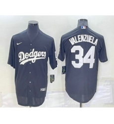 Men's Los Angeles Dodgers #34 Fernando Valenzuela Black Turn Back The Clock Stitched Cool Base Jersey