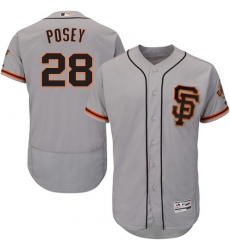 Men's Majestic San Francisco Giants #28 Buster Posey Grey Alternate Flex Base Authentic Collection MLB Jersey