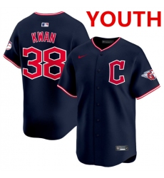 Youth Cleveland Guardians #38 Steven Kwan Navy 2025 Alternate Limited Stitched Baseball Jersey
