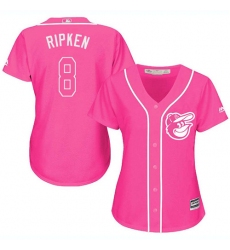 Women's Majestic Baltimore Orioles #8 Cal Ripken Authentic Pink Fashion Cool Base MLB Jersey