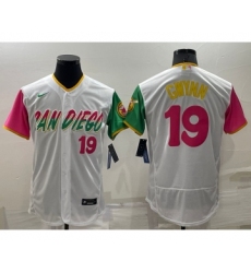 Men's San Diego Padres #19 Tony Gwynn White Number 2022 City Connect Flex Base Stitched Jersey