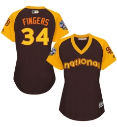 Women's Majestic San Diego Padres #34 Rollie Fingers Authentic Brown 2016 All-Star National League BP Cool Base Cool Base MLB Jersey