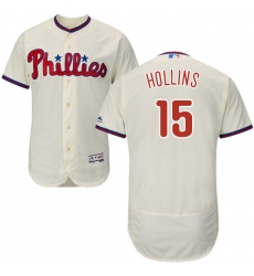 Men's Majestic Philadelphia Phillies #15 Dave Hollins Cream Alternate Flex Base Authentic Collection MLB Jersey