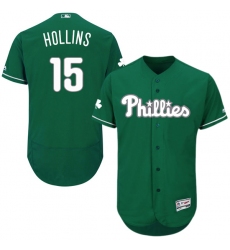 Men's Majestic Philadelphia Phillies #15 Dave Hollins Green Celtic Flexbase Authentic Collection MLB Jersey