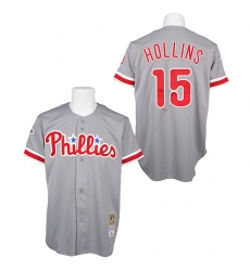 Men's Mitchell and Ness Philadelphia Phillies #15 Dave Hollins Replica Grey Throwback MLB Jersey