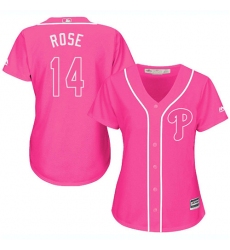 Women's Majestic Philadelphia Phillies #14 Pete Rose Authentic Pink Fashion Cool Base MLB Jersey