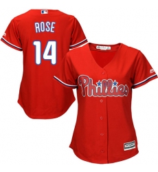 Women's Majestic Philadelphia Phillies #14 Pete Rose Authentic Red Alternate Cool Base MLB Jersey