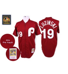 Men's Mitchell and Ness Philadelphia Phillies #19 Greg Luzinski Replica Red Throwback MLB Jersey