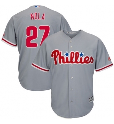 Men's Majestic Philadelphia Phillies #27 Aaron Nola Replica Grey Road Cool Base MLB Jersey