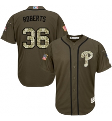 Youth Majestic Philadelphia Phillies #36 Robin Roberts Replica Green Salute to Service MLB Jersey