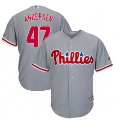 Men's Majestic Philadelphia Phillies #47 Larry Andersen Replica Grey Road Cool Base MLB Jersey