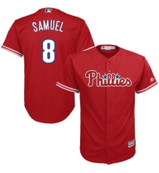 Youth Majestic Philadelphia Phillies #8 Juan Samuel Replica Red Alternate Cool Base MLB Jersey