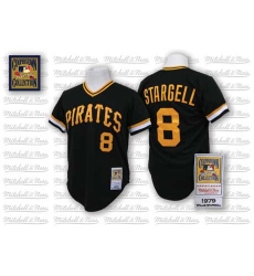 Men's Mitchell and Ness Pittsburgh Pirates #8 Willie Stargell Authentic Black Throwback MLB Jersey