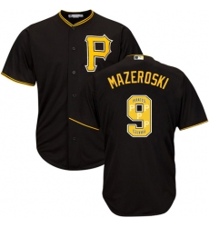 Men's Majestic Pittsburgh Pirates #9 Bill Mazeroski Authentic Black Team Logo Fashion Cool Base MLB Jersey