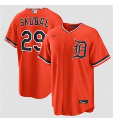 Men's Detroit Tigers #29 Tarik Skubal Orange Alternate Stitched Baseball Jersey