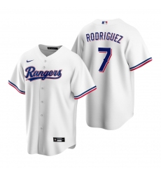 Men's Nike Texas Rangers #7 Ivan Rodriguez White Home Stitched Baseball Jersey