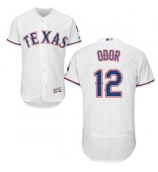 Men's Majestic Texas Rangers #12 Rougned Odor White Home Flex Base Authentic Collection MLB Jersey