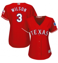 Women's Majestic Texas Rangers #3 Russell Wilson Authentic Red Alternate Cool Base MLB Jersey