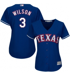 Women's Majestic Texas Rangers #3 Russell Wilson Authentic Royal Blue Alternate 2 Cool Base MLB Jersey