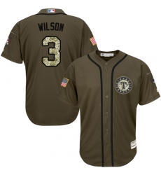 Youth Majestic Texas Rangers #3 Russell Wilson Authentic Green Salute to Service MLB Jersey