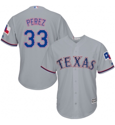 Youth Majestic Texas Rangers #33 Martin Perez Authentic Grey Road Cool Base MLB Jersey