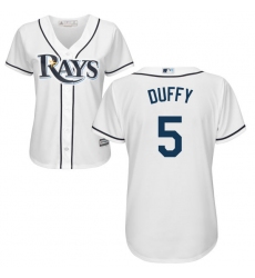 Women's Majestic Tampa Bay Rays #5 Matt Duffy Authentic White Home Cool Base MLB Jersey