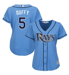 Women's Majestic Tampa Bay Rays #5 Matt Duffy Replica Light Blue Alternate 2 Cool Base MLB Jersey
