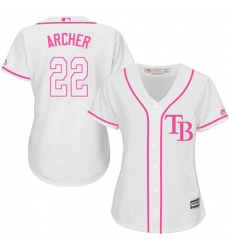 Women's Majestic Tampa Bay Rays #22 Chris Archer Replica White Fashion Cool Base MLB Jersey