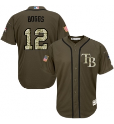 Men's Majestic Tampa Bay Rays #12 Wade Boggs Replica Green Salute to Service MLB Jersey