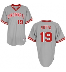 Men's Majestic Cincinnati Reds #19 Joey Votto Authentic Grey 1991 Turn Back The Clock MLB Jersey