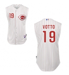Men's Majestic Cincinnati Reds #19 Joey Votto Authentic White Vest Style MLB Jersey