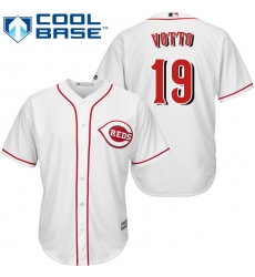 Youth Majestic Cincinnati Reds #19 Joey Votto Authentic White Home Cool Base MLB Jersey