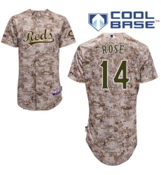 Men's Majestic Cincinnati Reds #14 Pete Rose Authentic Camo Alternate Cool Base MLB Jersey