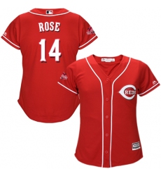 Women's Majestic Cincinnati Reds #14 Pete Rose Authentic Red Alternate Cool Base MLB Jersey