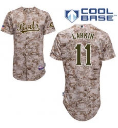 Men's Majestic Cincinnati Reds #11 Barry Larkin Replica Camo Alternate Cool Base MLB Jersey